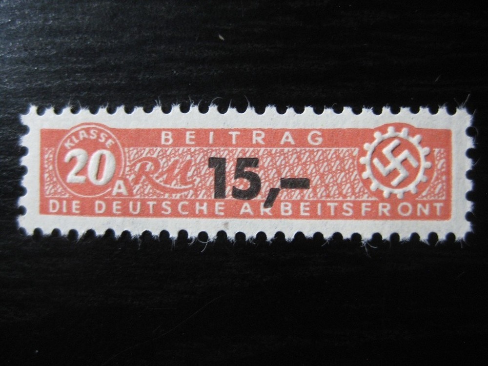 THIRD REICH mint MNH Arbeitsfront Klasse 20A RM 15.00 revenue stamp!