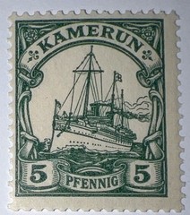 Travelstamps: Germany Kamerun Stamps 5pf Kaiser’s Yacht mint MOGNH WMK