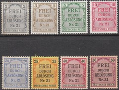 Stamp Germany Official Mi 001-8 Sc OL1-8 1903 Dienst Reich District Nr 21 MH
