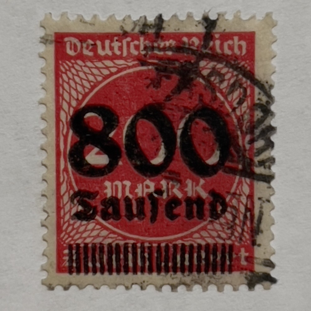 1923 GERMANY STAMP #263 HYPERINFLATION SURCHARGED $800,000 OVER $200,000,000