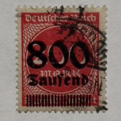 1923 GERMANY STAMP #263 HYPERINFLATION SURCHARGED $800,000 OVER $200,000,000