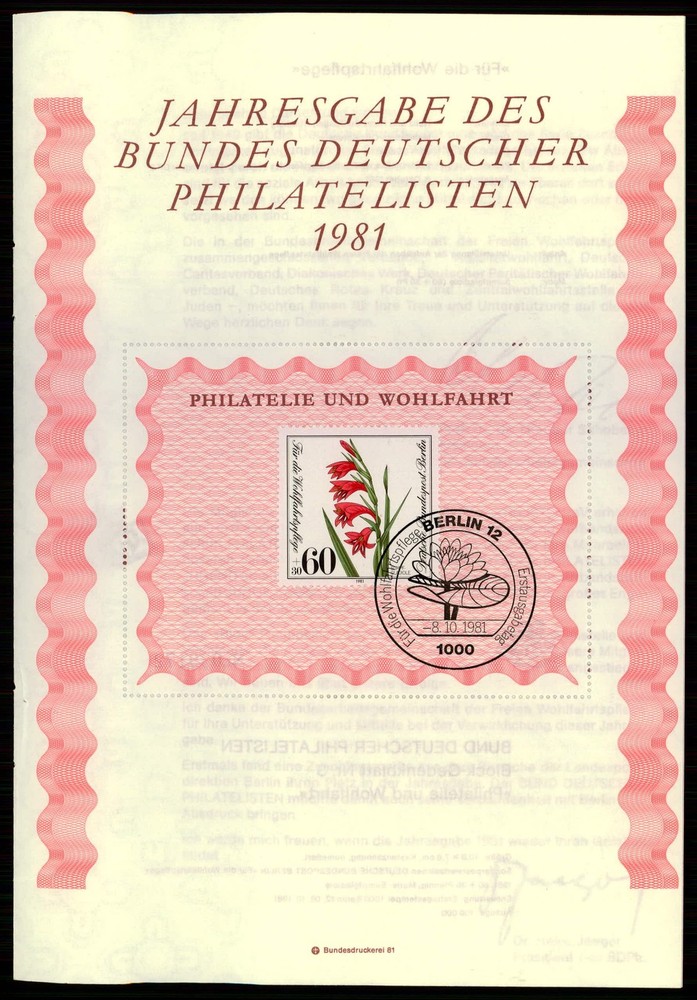 GERMANY FOLDER BDPH 1981 FLORA – FLOWERS – ONLY FOR MEMBERS !!!