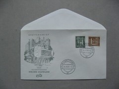GERMANY BERLIN, cover FDC 1957, Berlin Buildings 30 pf + 60 pf