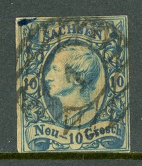 Germany States 1859 Prussia 10 ngr Black/Milky Blue Scott #14 VFU L145