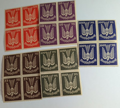 1922 Weimar Republic Carrier Pigeon Block Of 4- 5M/10M/25M/100M/200M