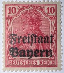 Travelstamps: Germany Bayern Overprint Stamps Sc#180,10pf Mint Watermarked MOGLH