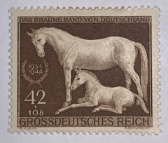TRAVELSTAMPS: 1944 Germany Stamps Sc #B283 WWII Brown Ribbon Horse MINT OG H