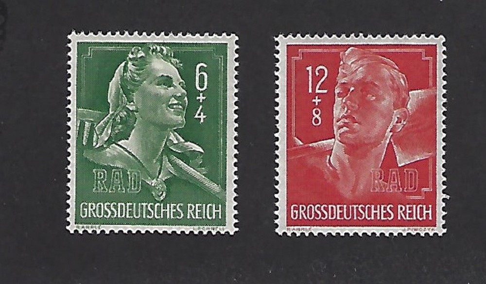 MNH Stamp set Scott B281-282 / Hitler Youth / Germany / Third Reich era / 1944