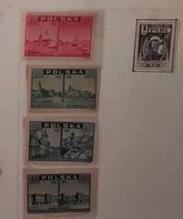 1945 Laments On Warsaw Polska 6 Mint Issues Zolty Stamps + 1 Peruvian