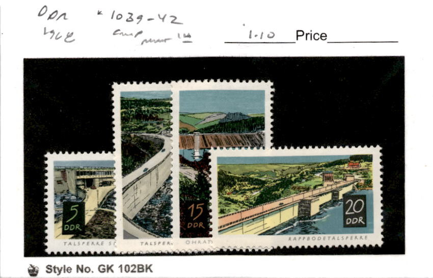 Germany – DDR, Postage Stamp, #1039-1042 Mint LH, 1968 Spremberg Dam (AE)