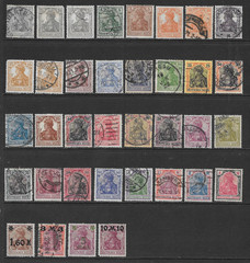 GERMANY – GERMANIA TYPE ISSUES VARIOUS MAJORITY USED ISSUES 1914 – 1920