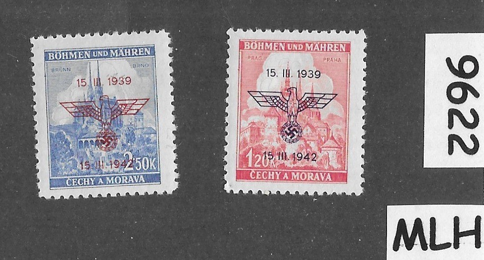 MLH set Sc 60-61 Overprint 1939-1942 Anniversary WWII Occupation of BaM #9622
