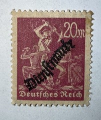 Germany Stamp Deutsches Reich Dienstmarke 20 Mark 1923