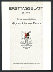 Germany – BRD : Scott # 1304 First Day Sheetlet (ETB) from 1979 Michel # 25/1979