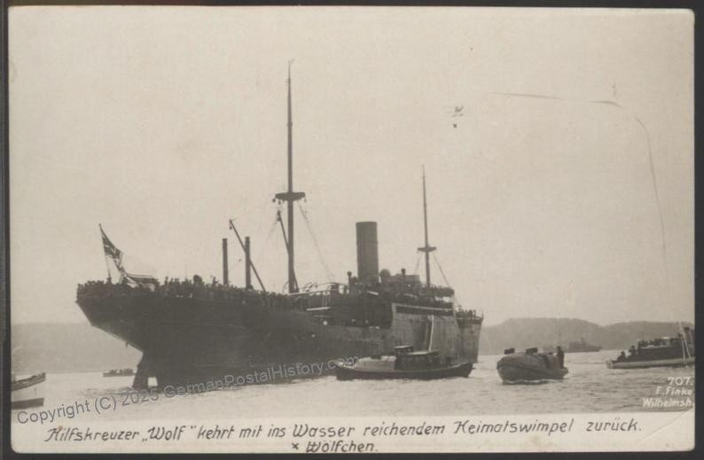 Germany 1916 SMS Wolf Commerce Raider RPPC Cover Woelfchen Airplane 113898