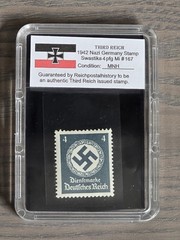 Third Reich WWII Nazi German Swastika NSDAP Stamp Collection w Hard Slab Case