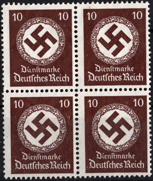 Stamp Germany Official Mi D171 Block 1942 WWII Fascism War Emblem Dienst MNH