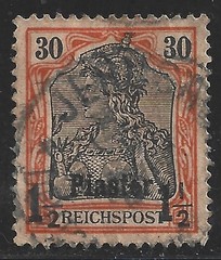 Germany-Offices in Turkish Empire, Scott #17, 1 1/2pi on 30pf Germania, Used