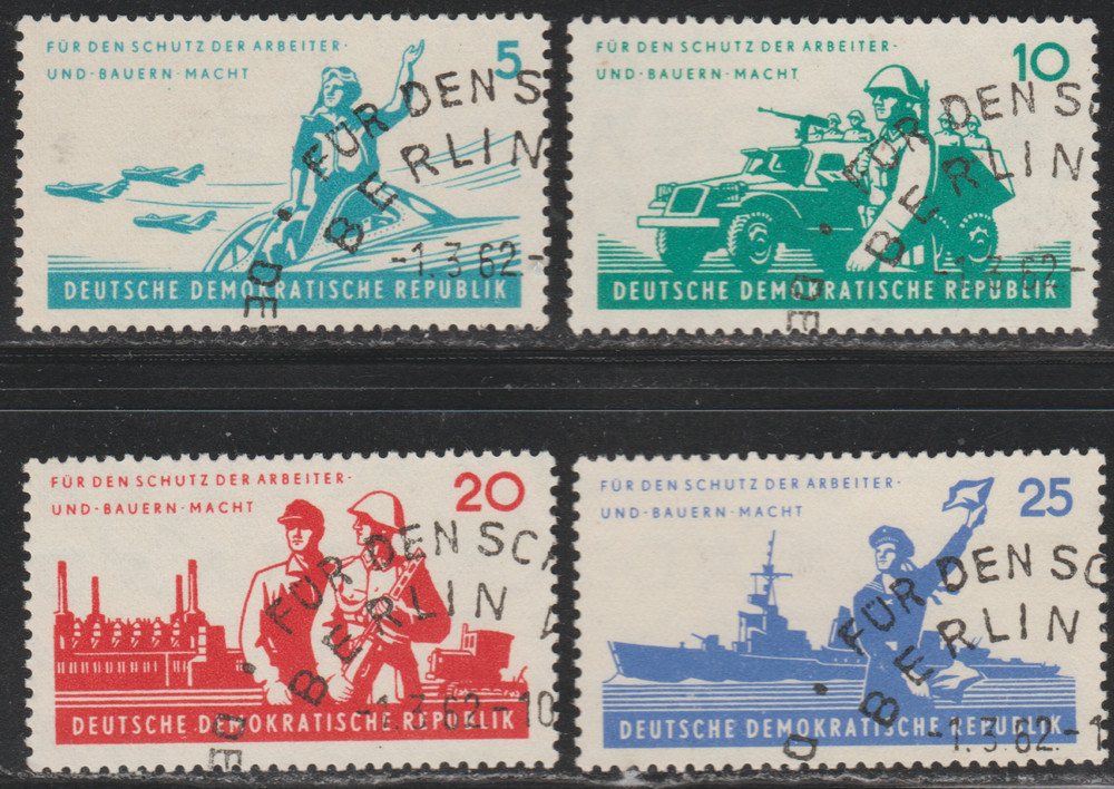 DDR 1962 SC# 598 – 601 – National People’s Army 6th anniv. – Used Lot # 078