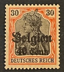 Travelstamps: Germany Offices in Belgium Stamps WWII, 30pf w/ 40c OP MOGH Wmk