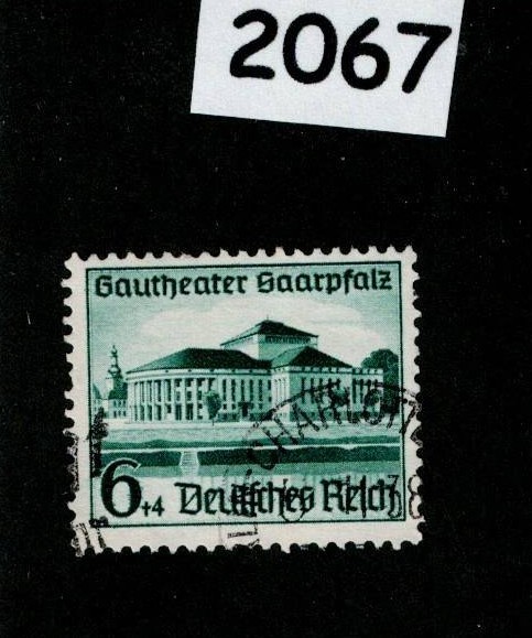 Used stamp B121 1938 Saarbrucken theater Culture fund Germany #2067