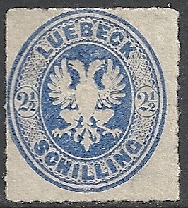 Lübeck 1863 MI 11A signed Brun UNG VF