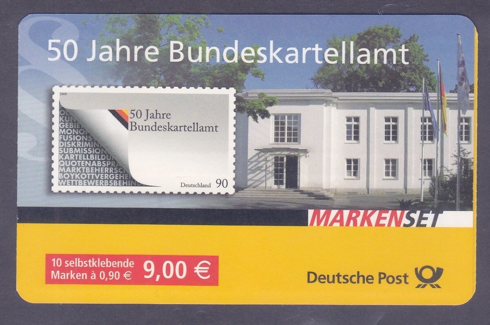 Germany 2468Ab MNH 2008 Federal Cartel Office 50th Anniv. Self-Adhesive Booklet