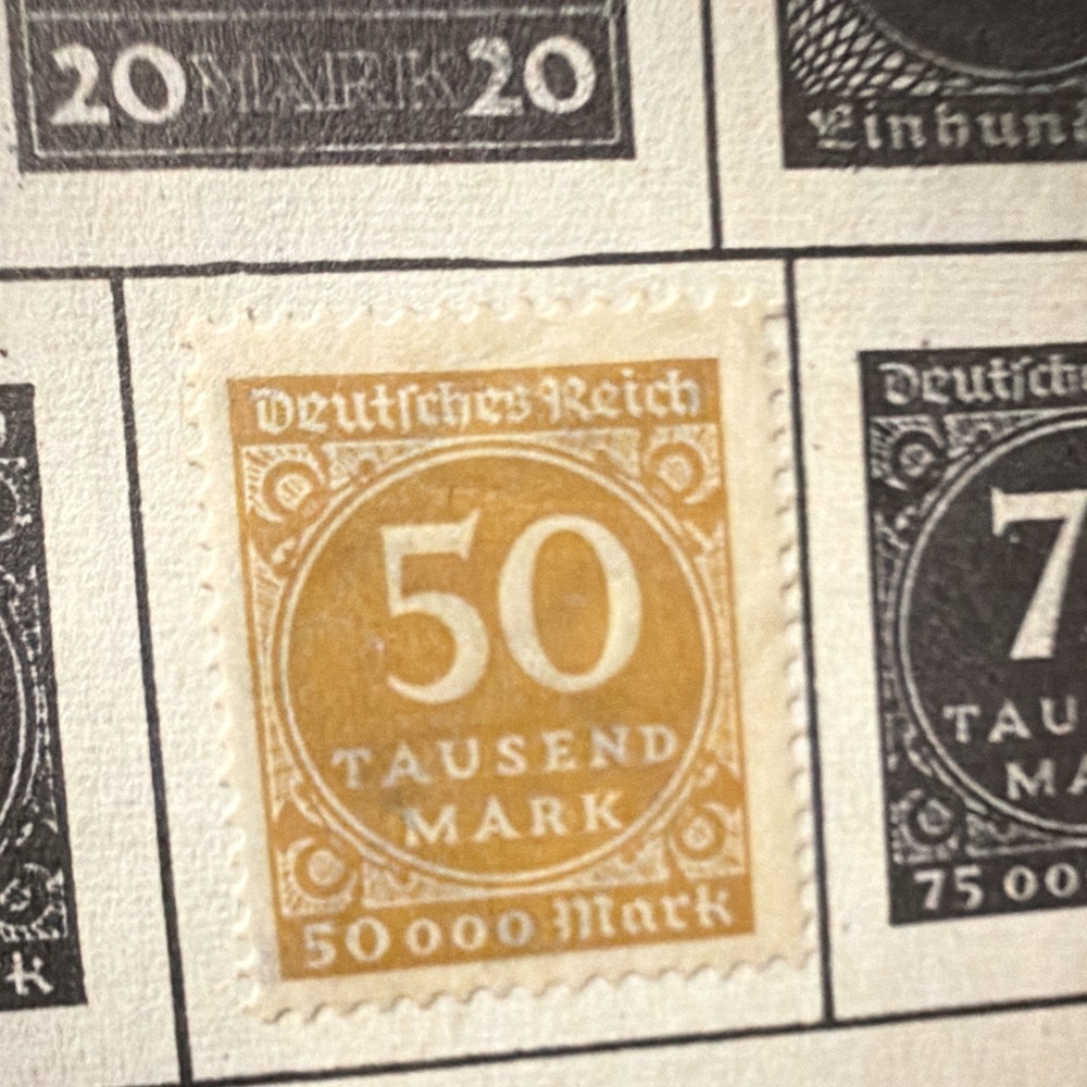 Germany Deutsches Reich 50 Tausend Mark Brown Postage Stamp Uncertified