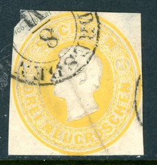 Germany 1859 Saxony King Johann 3 NG Cut Square VFU K891