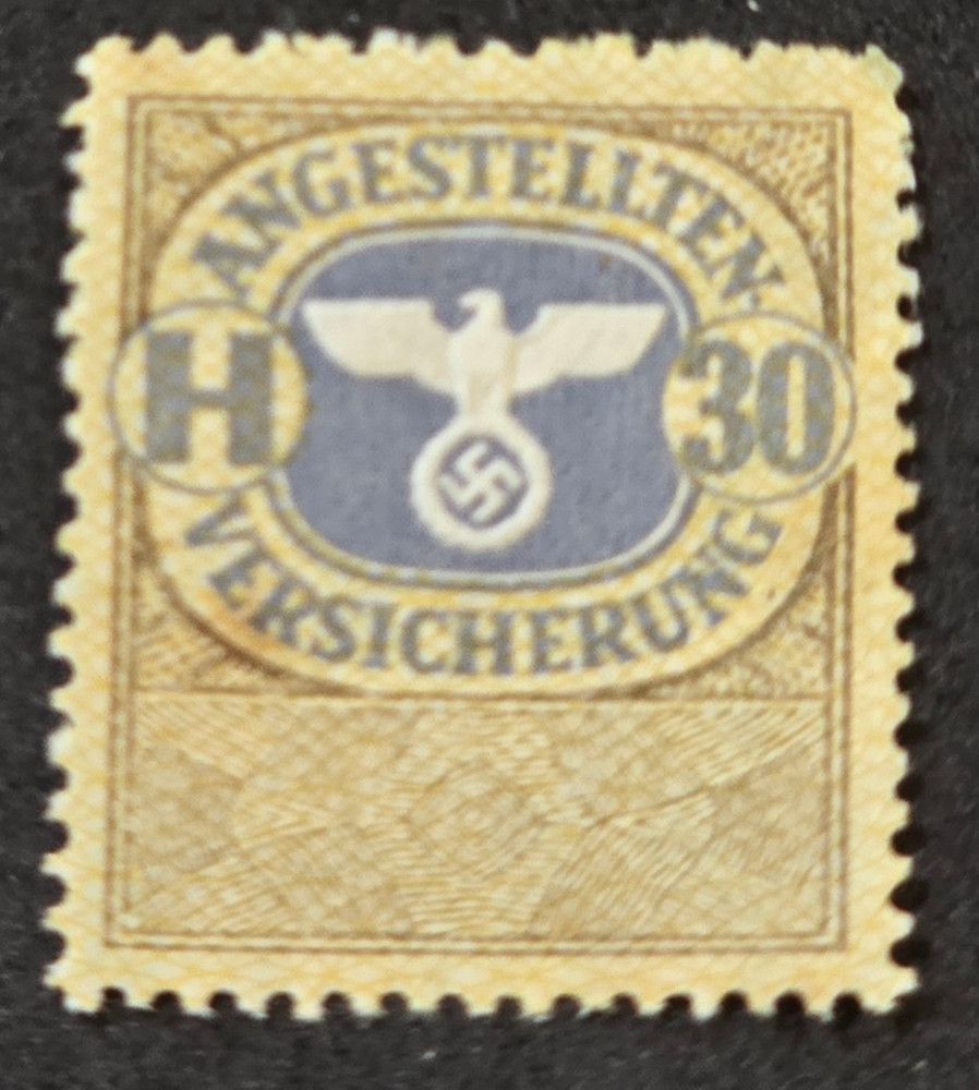 WW2 Nazi German Third Reich Revenue Tax Stamp 30 w Embossed Swastika Eagle