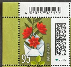 FRG 2025 FLOWER LETTER €0.95 Mi. 3898 edge corner pair single sheets world of letters