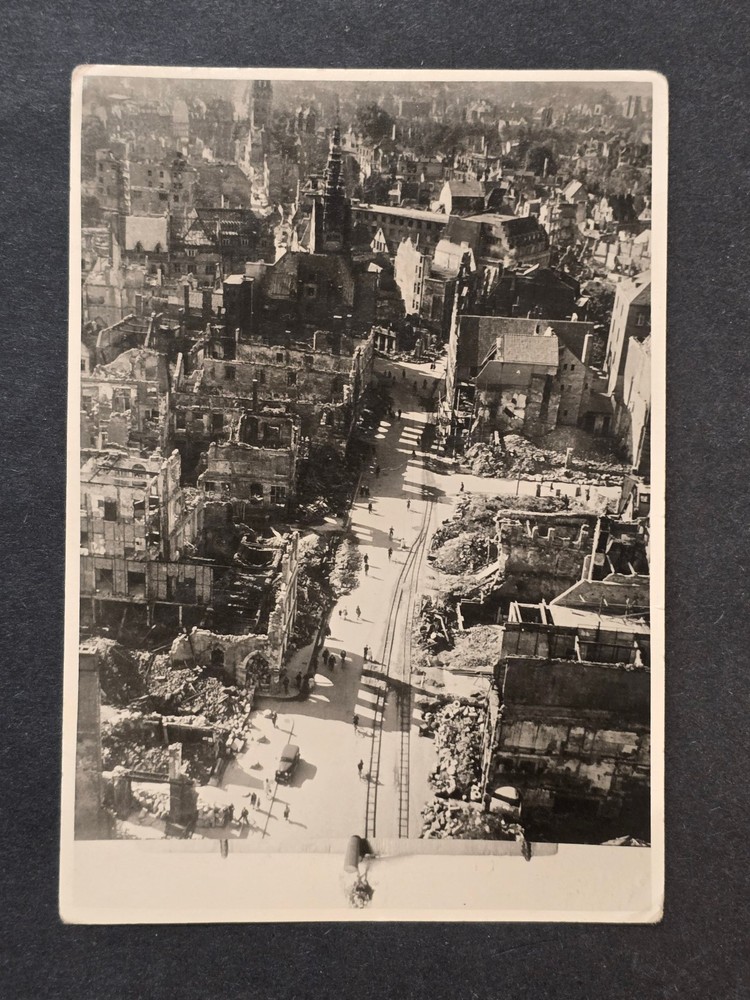 WW2 German DESTROYED CITY OF DRESDEN BOMBING Aerial Photo Postcard RPPC