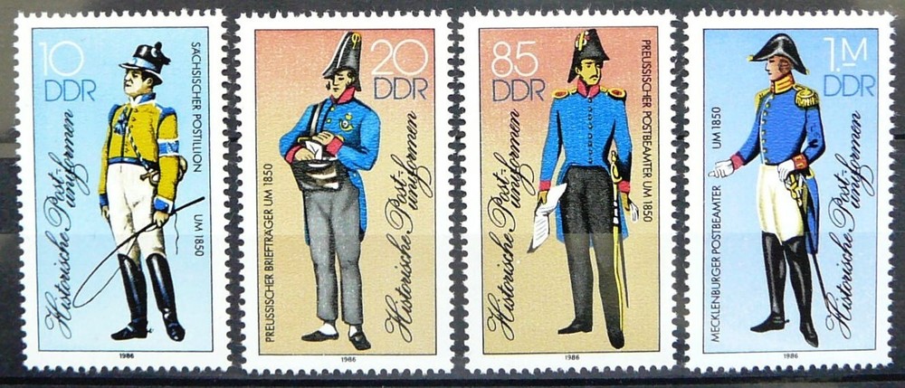 Germany DDR Stamps – Historic Postal Uniforms_1986-MNH.