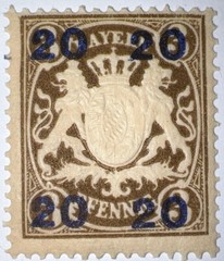 Travelstamps: 1920 Germany Bayern Overprint Stamp Scott#237, Mi 177 – Mint Og Nh