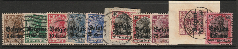 Belgium German Occupation SC# N1//N9 Used / Close & Wide Varieties – S42719