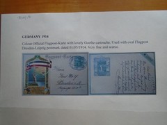 Germany 1914 Dresden to Leipzig art deco Official flight card & special postmark