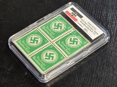 Third Reich WWII Nazi German NSDAP Swastika Stamp Block NSDAP MNH w Slab Case