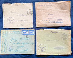 WWII 1942-1944 German Feldpost Cover Lot (4) FP# 31174,35630, 43488