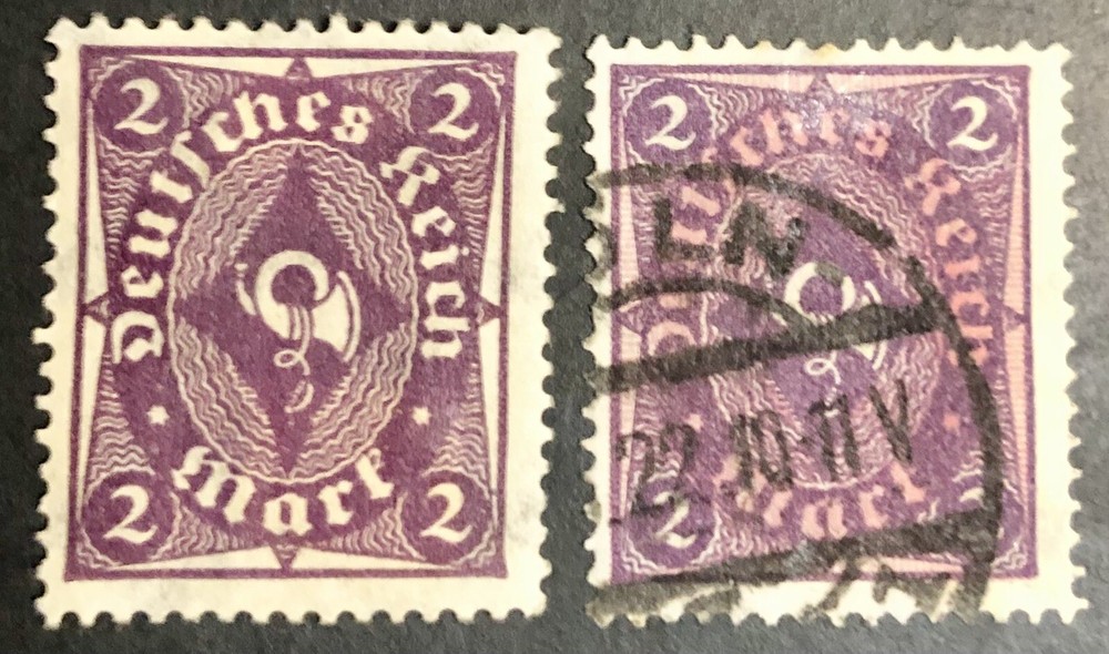 Deutsches Reich-Germany Stamp-1922-1923 Posthorn-2 Mk. Dark Violet/Purple Pink