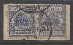 Germany 1890 offices in China 20 Pf. pair forerunner used SHANGHAI , $ 140.00