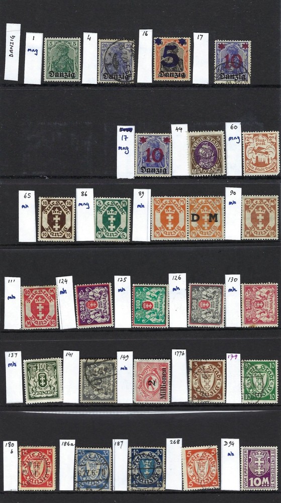 Germany Danzig 1921-1937: 26 Stamps, with Mi refs, some Mint (hinged or no gum)