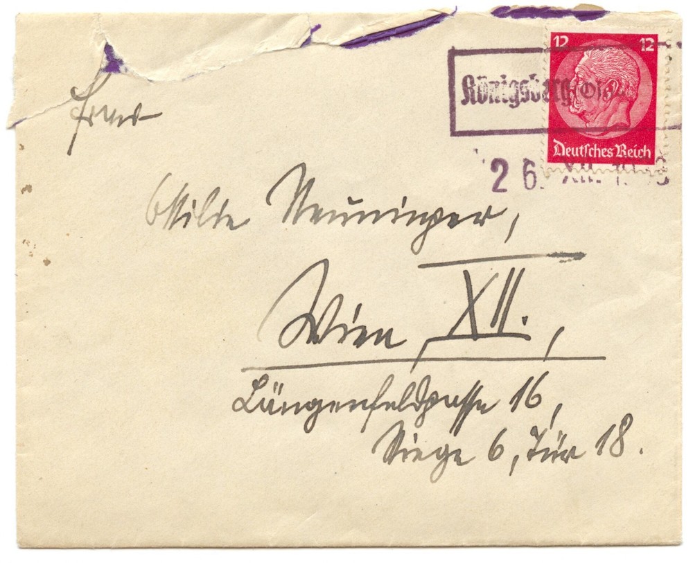 Germany 1938 Sudetenland Forerunner, Koenigsberg/Ostsudetenland cover to Vienna