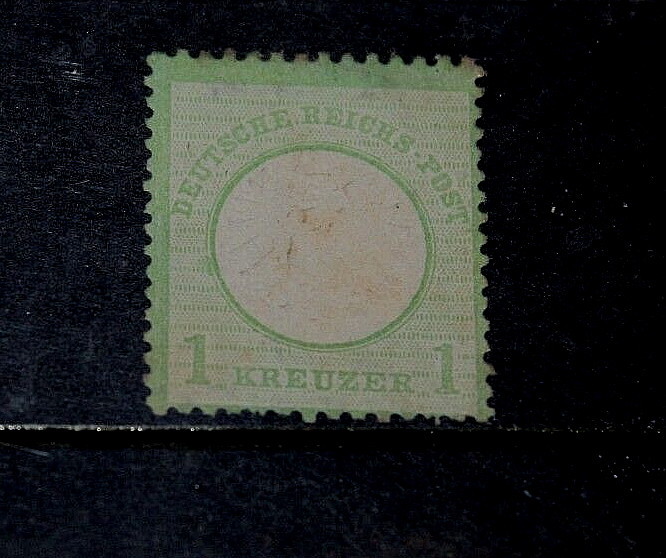 GERMANY 1872 1k GREEN EMBOSSED ARMS TYPE ISSUE. F/USED