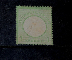 GERMANY 1872 1k GREEN EMBOSSED ARMS TYPE ISSUE. F/USED