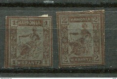 Germany 1863 Local Post Hamburg Imperf Mint Mi 9/11 on color paper 11849