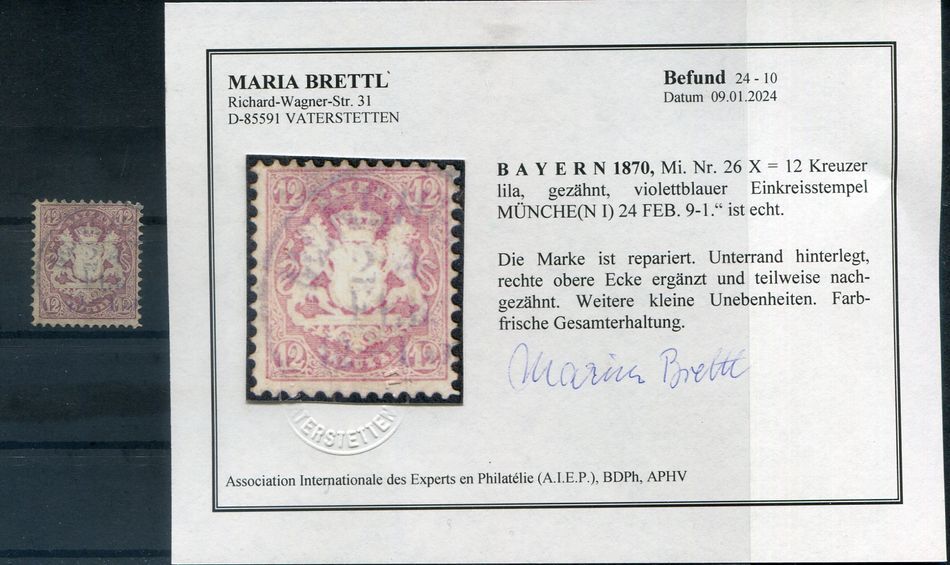 Bavaria 26X Beautiful Piece Certified Appraised Report 1450EUR (AA0951)
