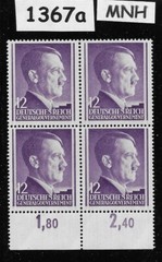 MNH stamp block Adolf Hitler 12GR Sc N80 / 1941 / Occupied Poland WWII #1367a