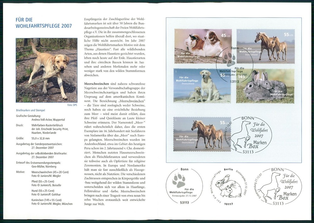 GERMANY FOLDER 2007/40 FAUNA PFERD HUND HASE MEERSCHWEINCHEN