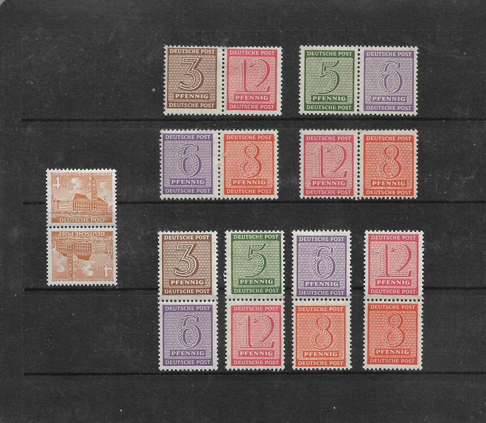 Germany (Occ.) Stamps: Booklet Pane Items; Se-Tenants/Tete-Beche; 9 Diff. Pairs