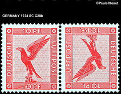 GERMANY 1926 SC C28b GERMAN EAGLE TETE BECHE ROSE RED 10pf PAIR MVLH VF